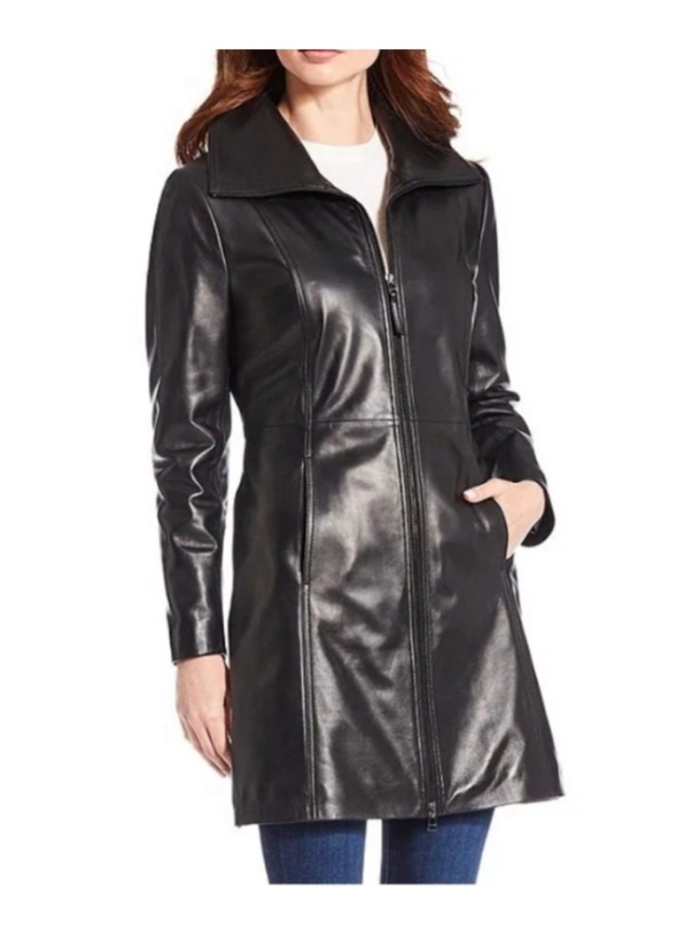 Katherine Kelly Classic Black Leather Zip-Front Jacket
